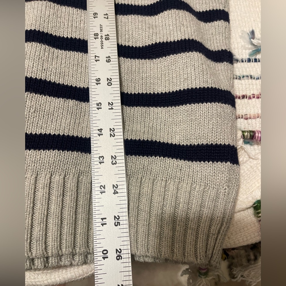 Polo Ralph Lauren Men's Cotton Crewneck Striped Sweater Navy Gray Prep Nautical - Picture 11 of 11